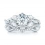 14k White Gold Custom Diamond Engagement Ring - Three-Quarter View -  103418 - Thumbnail