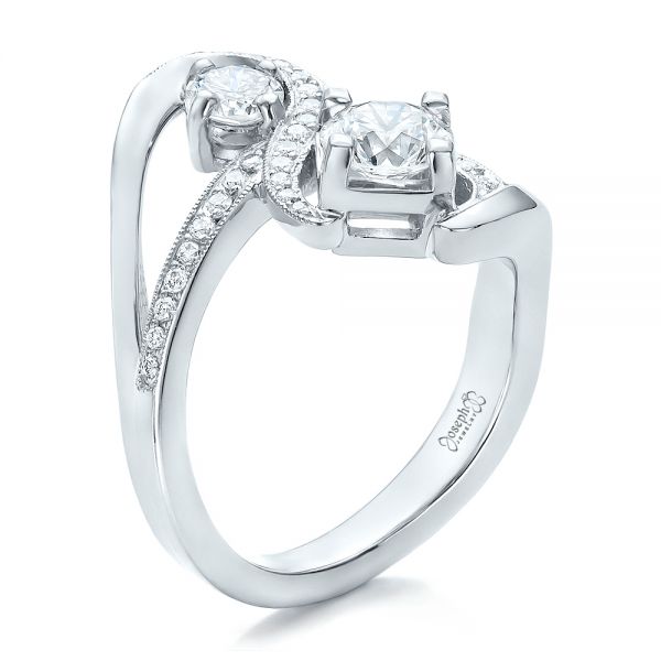Platinum Custom Diamond Engagement Ring - Three-Quarter View - 100782