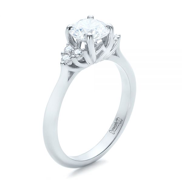  Platinum Custom Diamond Engagement Ring - Three-Quarter View -  100810