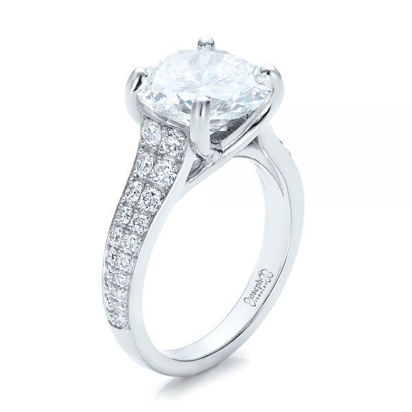 14k White Gold 14k White Gold Custom Diamond Engagement Ring - Three-Quarter View -  100872