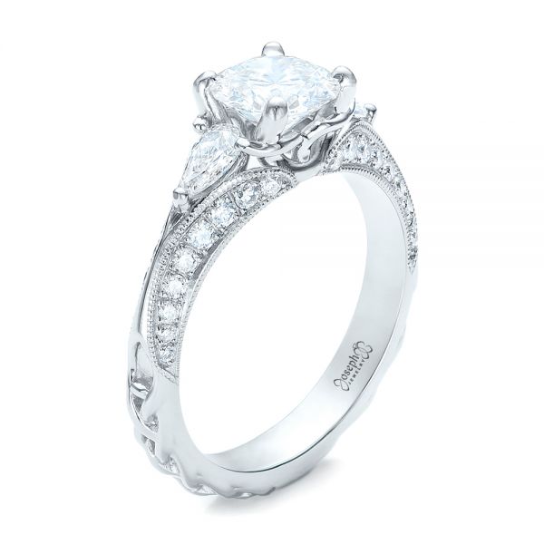 14k White Gold 14k White Gold Custom Diamond Engagement Ring - Three-Quarter View -  101229