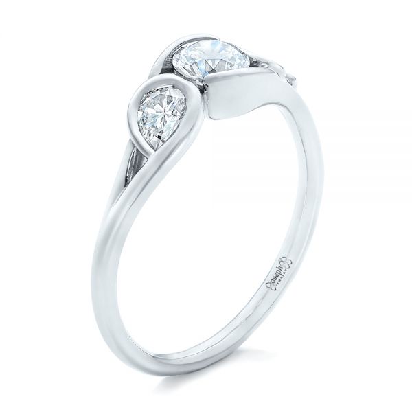 14k White Gold Custom Diamond Engagement Ring - Three-Quarter View -  102089