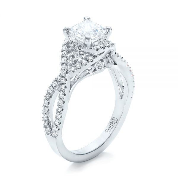  Platinum Platinum Custom Diamond Engagement Ring - Three-Quarter View -  102148