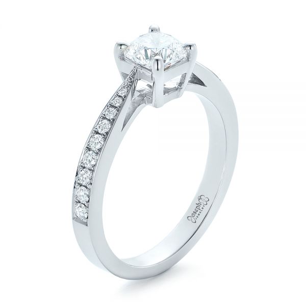 18k White Gold 18k White Gold Custom Diamond Engagement Ring - Three-Quarter View -  102253