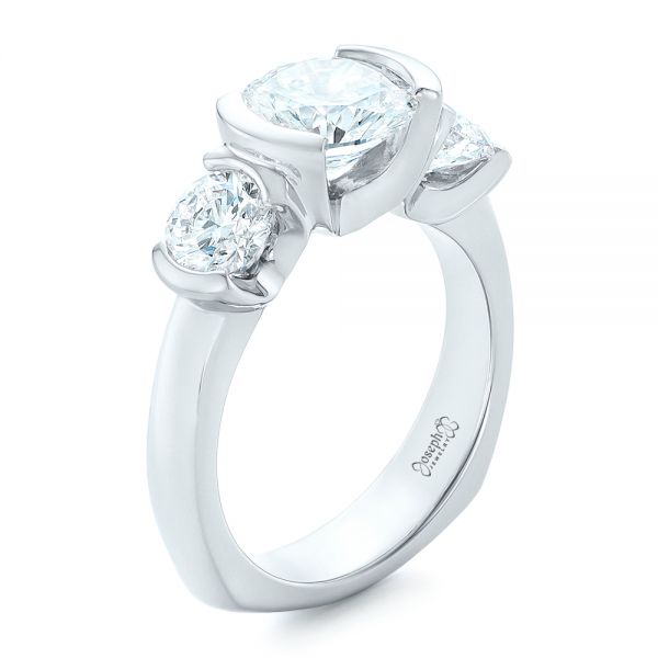 18k White Gold 18k White Gold Custom Diamond Engagement Ring - Three-Quarter View -  102296