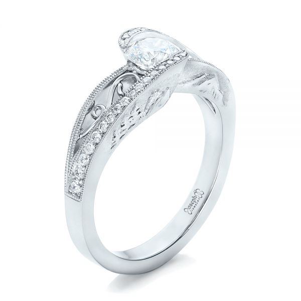  Platinum Custom Diamond Engagement Ring - Three-Quarter View -  102315