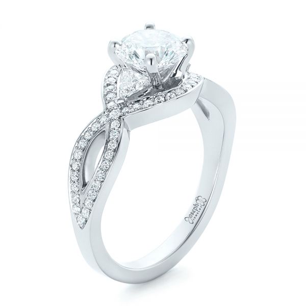  Platinum Custom Diamond Engagement Ring - Three-Quarter View -  102354