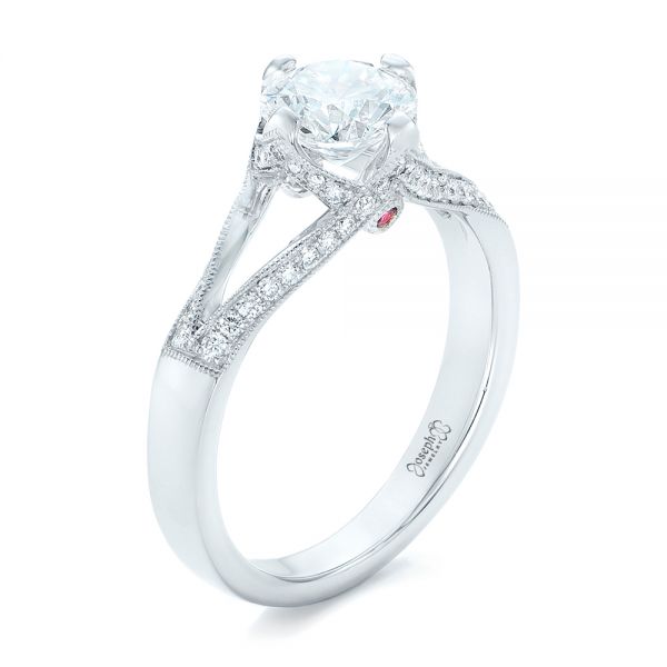 14k White Gold 14k White Gold Custom Diamond Engagement Ring - Three-Quarter View -  102405