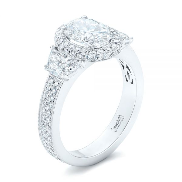 14k White Gold 14k White Gold Custom Diamond Engagement Ring - Three-Quarter View -  102415