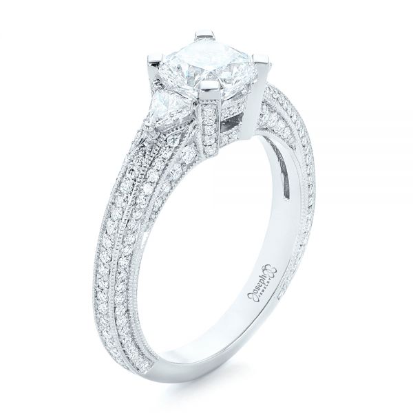  Platinum Custom Diamond Engagement Ring - Three-Quarter View -  102457