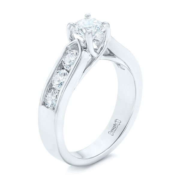 14k White Gold 14k White Gold Custom Diamond Engagement Ring - Three-Quarter View -  102470