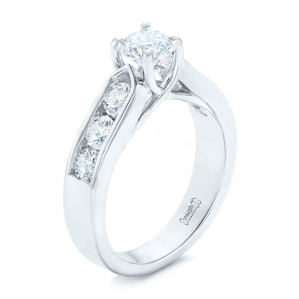 Platinum Custom Diamond Engagement Ring - Three-Quarter View - 102470