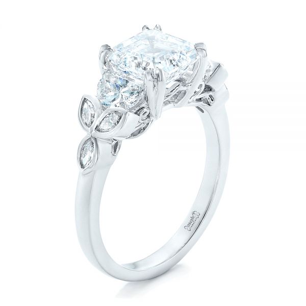 14k White Gold 14k White Gold Custom Diamond Engagement Ring - Three-Quarter View -  102594