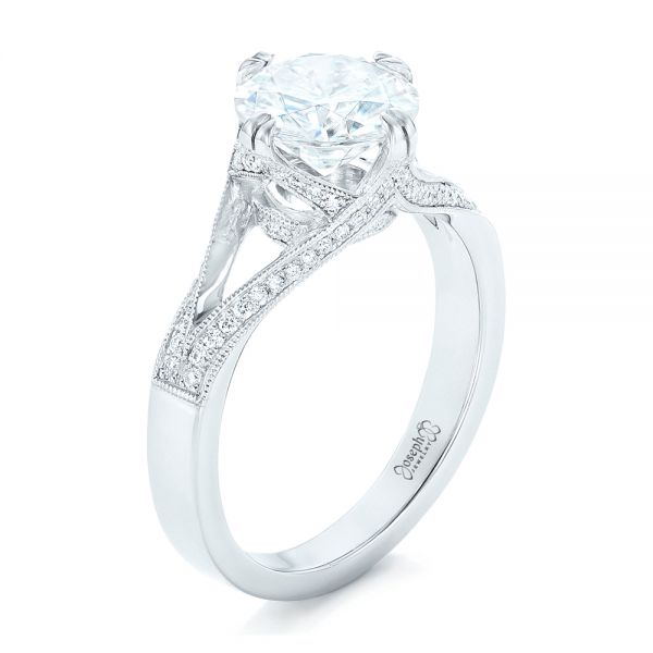  Platinum Custom Diamond Engagement Ring - Three-Quarter View -  102601