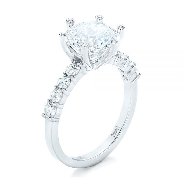 14k White Gold 14k White Gold Custom Diamond Engagement Ring - Three-Quarter View -  102614