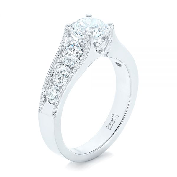 18k White Gold 18k White Gold Custom Diamond Engagement Ring - Three-Quarter View -  102762