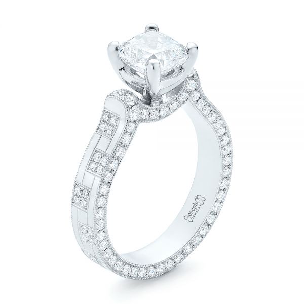  Platinum Custom Diamond Engagement Ring - Three-Quarter View -  102895