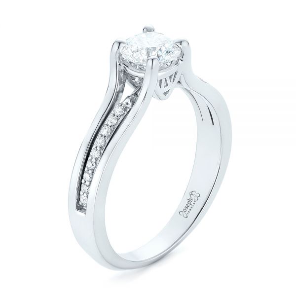 14k White Gold 14k White Gold Custom Diamond Engagement Ring - Three-Quarter View -  102903