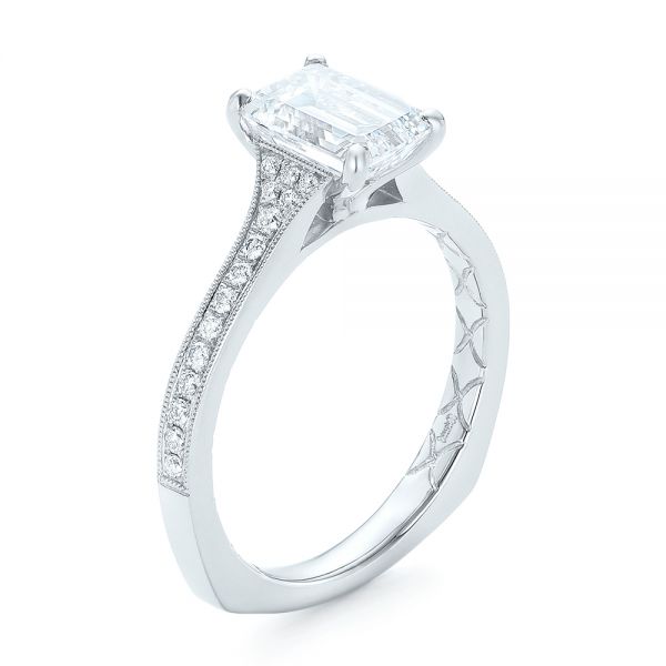  Platinum Custom Diamond Engagement Ring - Three-Quarter View -  102904