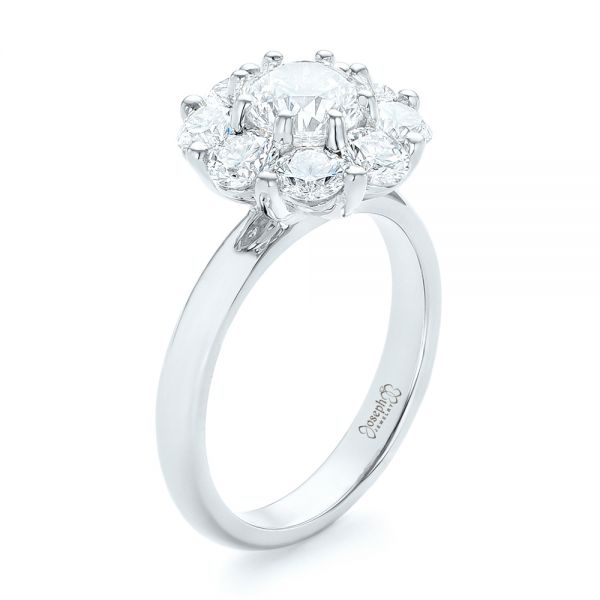 18k White Gold 18k White Gold Custom Diamond Engagement Ring - Three-Quarter View - 102927