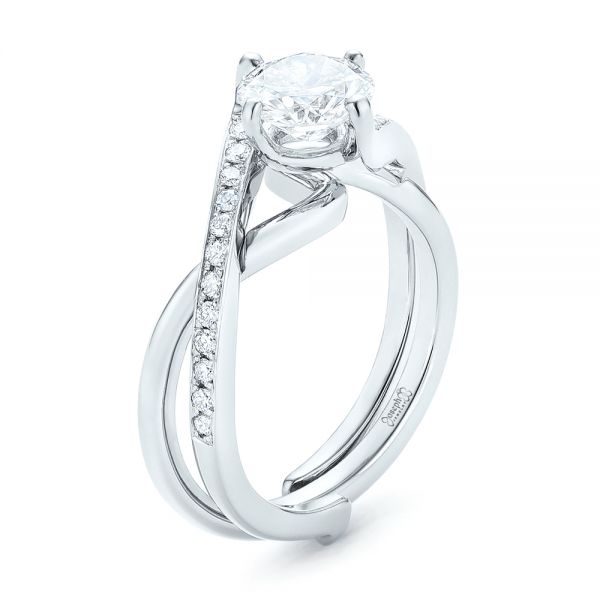 14k White Gold 14k White Gold Custom Diamond Engagement Ring - Three-Quarter View -  102969