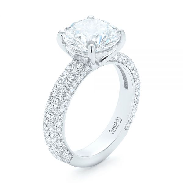 14k White Gold 14k White Gold Custom Diamond Engagement Ring - Three-Quarter View -  102971