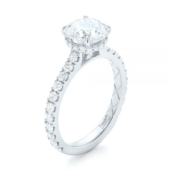 Platinum Custom Diamond Engagement Ring - Three-Quarter View - 102995