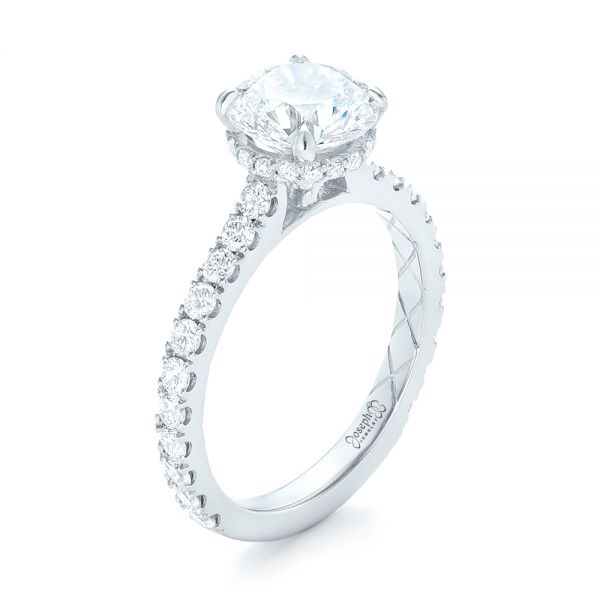  Platinum Custom Diamond Engagement Ring - Three-Quarter View -  102995