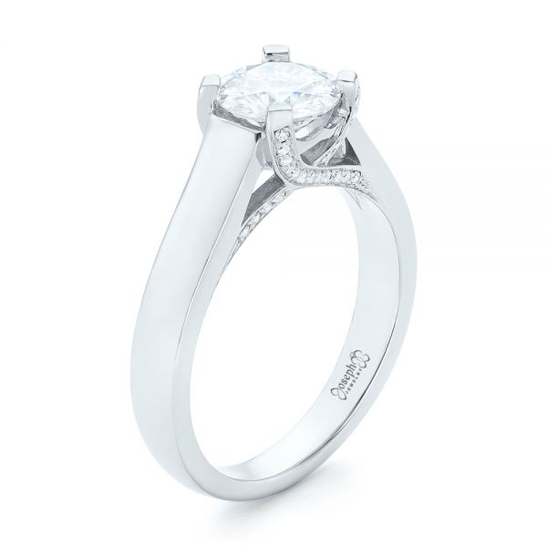  Platinum Custom Diamond Engagement Ring - Three-Quarter View -  102996