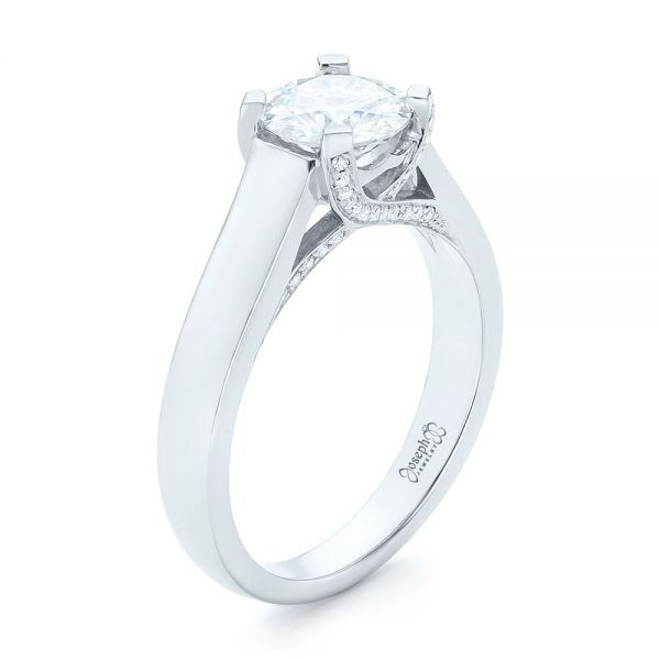 18k White Gold 18k White Gold Custom Diamond Engagement Ring - Three-Quarter View -  102996