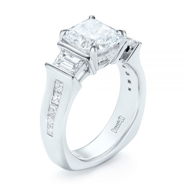  Platinum Custom Diamond Engagement Ring - Three-Quarter View -  103017