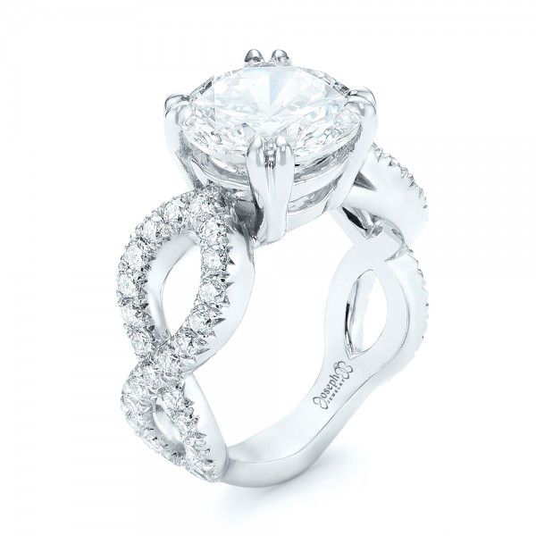  Platinum Custom Diamond Engagement Ring - Three-Quarter View -  103042