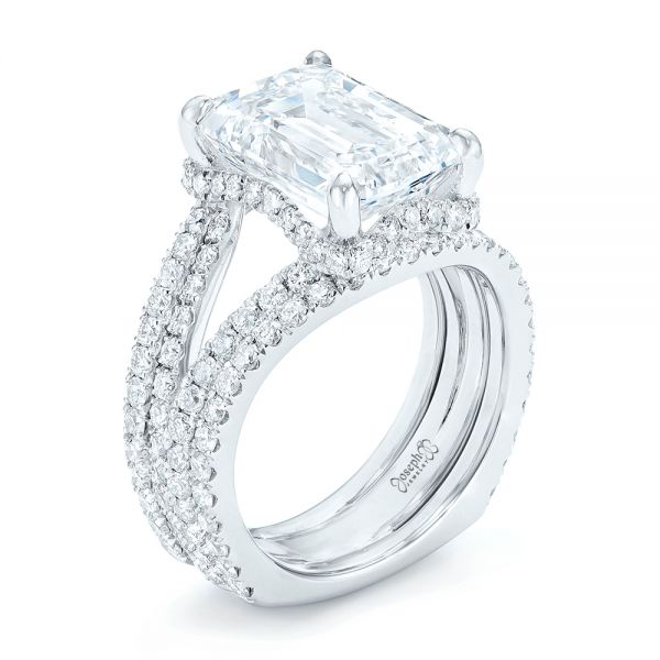  Platinum Custom Diamond Engagement Ring - Three-Quarter View -  103138