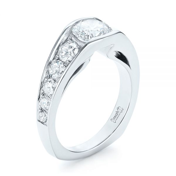 14k White Gold 14k White Gold Custom Diamond Engagement Ring - Three-Quarter View -  103165