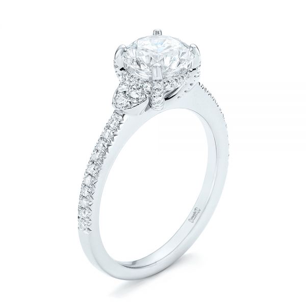 14k White Gold 14k White Gold Custom Diamond Engagement Ring - Three-Quarter View -  103219