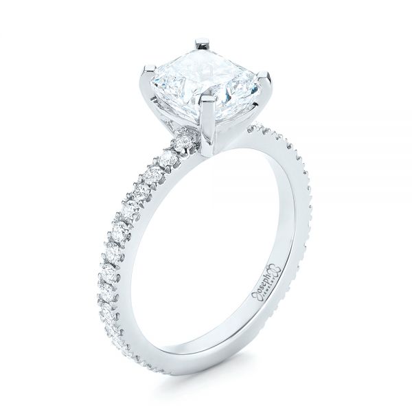 18k White Gold 18k White Gold Custom Diamond Engagement Ring - Three-Quarter View -  103222