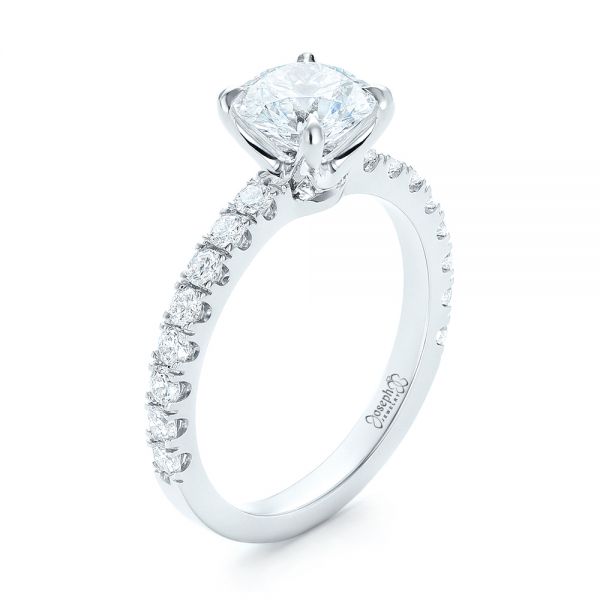 14k White Gold 14k White Gold Custom Diamond Engagement Ring - Three-Quarter View -  103235