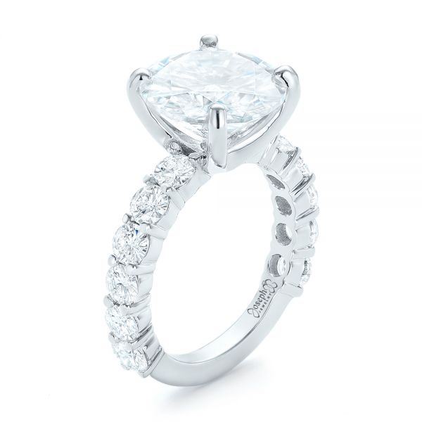 18k White Gold 18k White Gold Custom Diamond Engagement Ring - Three-Quarter View -  103336