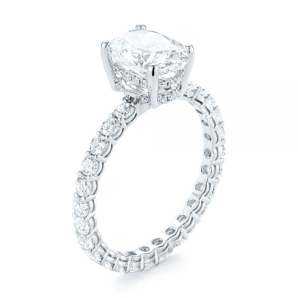 18k White Gold 18k White Gold Custom Diamond Engagement Ring - Three-Quarter View -  103355