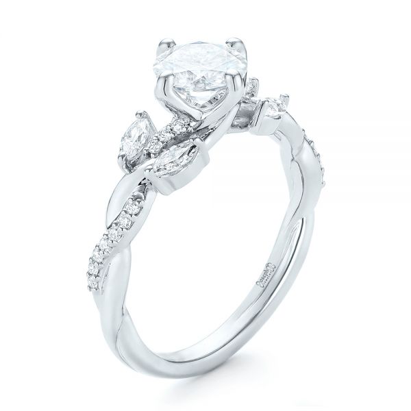 18k White Gold 18k White Gold Custom Diamond Engagement Ring - Three-Quarter View -  103418