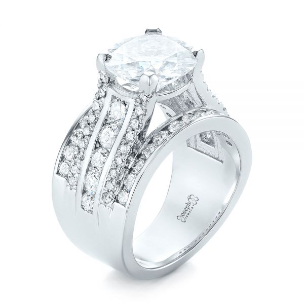 18k White Gold 18k White Gold Custom Diamond Engagement Ring - Three-Quarter View -  103487