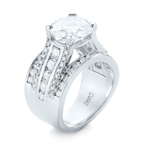 Platinum Custom Diamond Engagement Ring - Three-Quarter View - 103487