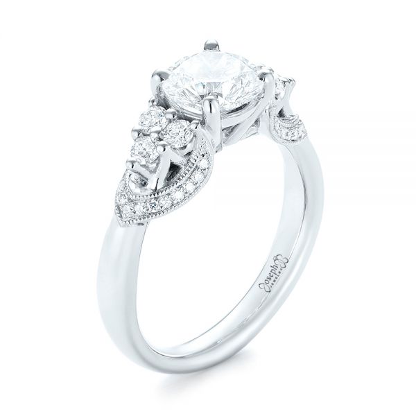  Platinum Custom Diamond Engagement Ring - Three-Quarter View -  103519