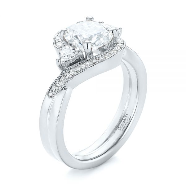 Platinum Platinum Custom Diamond Engagement Ring - Three-Quarter View - 104262