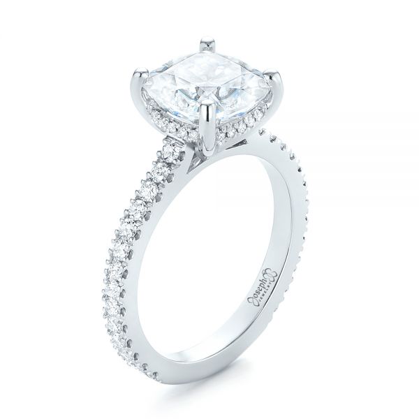  Platinum Platinum Custom Diamond Engagement Ring - Three-Quarter View -  104401