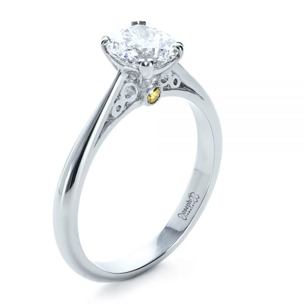 14k White Gold 14k White Gold Custom Diamond Engagement Ring - Three-Quarter View -  1162