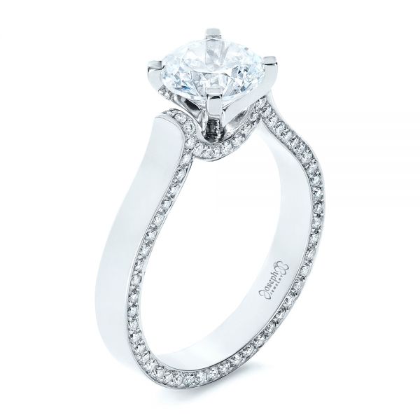  Platinum Platinum Custom Diamond Engagement Ring - Three-Quarter View -  1259