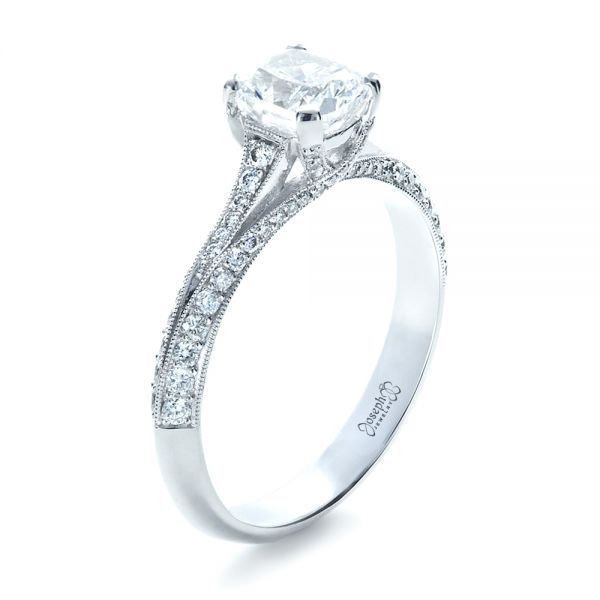 Platinum Custom Diamond Engagement Ring - Three-Quarter View -  1268
