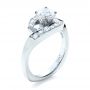 14k White Gold Custom Diamond Engagement Ring - Three-Quarter View -  1302 - Thumbnail