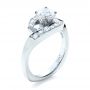 14k White Gold Custom Diamond Engagement Ring - Three-Quarter View -  1302 - Thumbnail